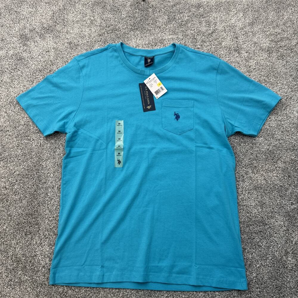 U.S. Polo Assn. T-Shirt Mens Medium Pocket Casual Sport Preppy Sky Blue